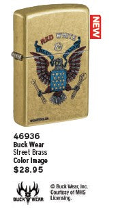 Buck Wear Red White Blue brass lighter with patriotic American-themed artwork