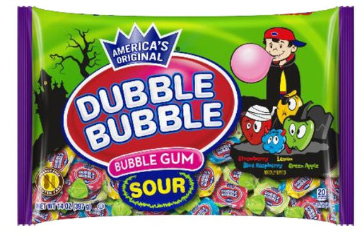 Double Bubble 4 Flavor Sour Twists 14 oz bag of colorful sour candy ropes in four fruit flavors