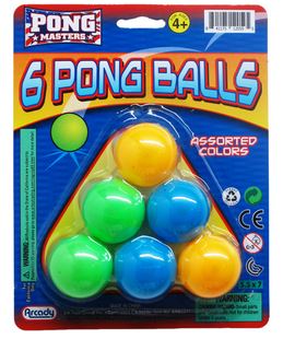 Beer pong balls in assorted colors, set of 6, displayed together against a clean background
