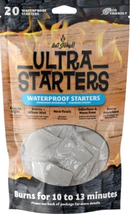 Get Stoked Ultra Starter H2O Proof waterproof fire starters, 20-count pack for camping and outdoor use