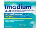 Imodium Anti-Diarrheal Softgels 12 count box, loperamide HCl OTC digestive health medication