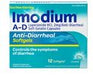Imodium Anti-Diarrheal Softgels 12 count box, loperamide HCl OTC digestive health medication