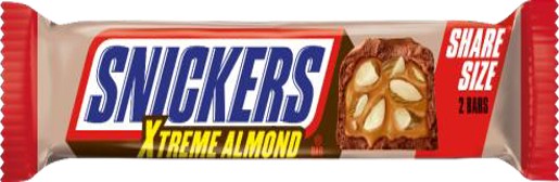 Snickers Almond Xtreme King Size Candy Bar 3.1 oz with roasted almonds, caramel, nougat, and milk chocolate