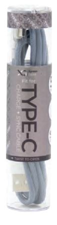 XG USB-C to USB-C silver charging and data cable, 5-foot length, tube packaging