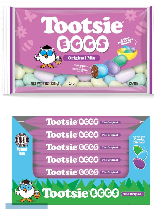 Tootsie Eggs Unwrapped 8 oz bag of chewy chocolate egg-shaped Easter candy