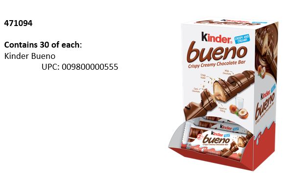 Kinder Bueno Display Unit Bar Counter Shipper 30ct