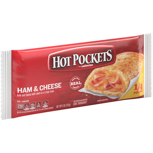 Hot Pockets Ham & Cheese Sandwich 4 oz frozen sandwich package front view