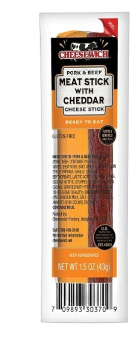 Cheesewich Meat Sticks Cheddar 1.5 oz (Pack of 10)