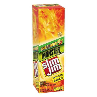 Slim Jim Monster Chile Limon Smoked Snack Stick, 1.94 Ounce 18 Count