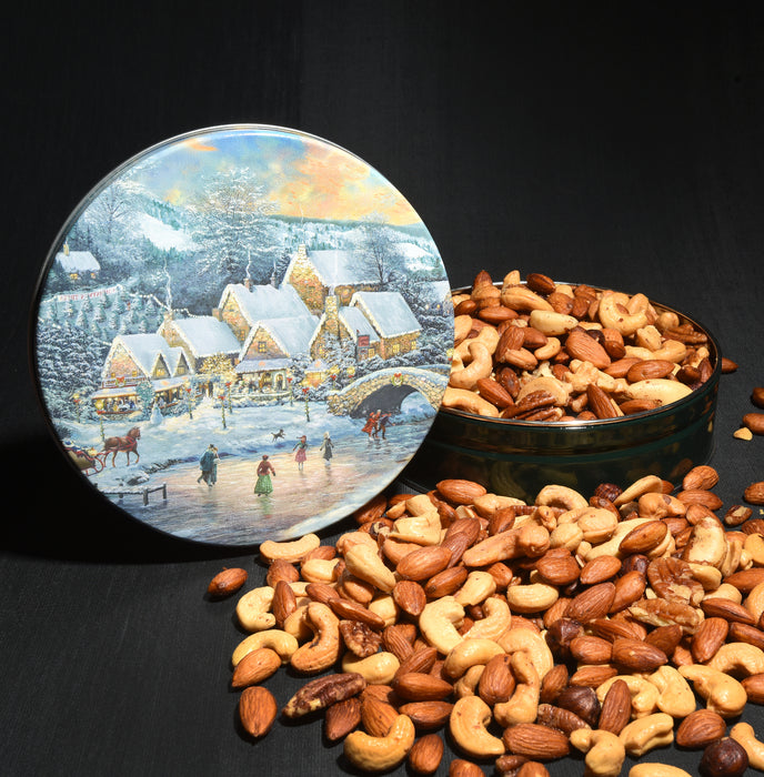 Gurley's Gourmet Roasted Nuts Holiday Gift Specialty Bulk Tins - Lamplight Village by Thomas Kinkade