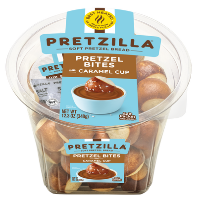 Pretzilla Soft Bites Caramel Pretzels 12.3oz Master Case of 8 Tubs