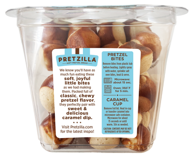 Pretzilla Soft Bites Caramel Pretzels 12.3oz Master Case of 8 Tubs