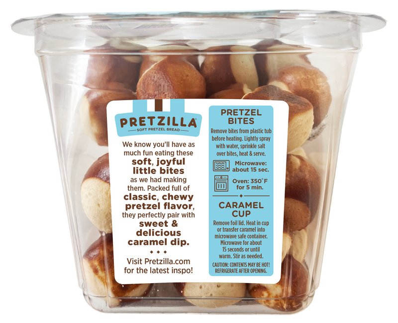 Pretzilla Soft Bites Caramel Pretzels 12.3oz Master Case of 8 Tubs
