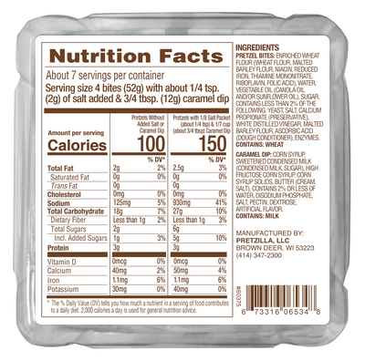 Pretzilla Soft Bites Caramel Pretzels 12.3oz Master Case of 8 Tubs