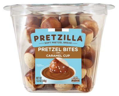 Pretzilla Soft Bites Caramel Pretzels 12.3oz Master Case of 8 Tubs