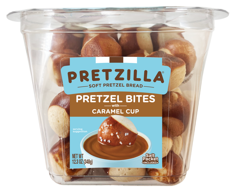 Pretzilla Soft Bites Caramel Pretzels 12.3oz Master Case of 8 Tubs