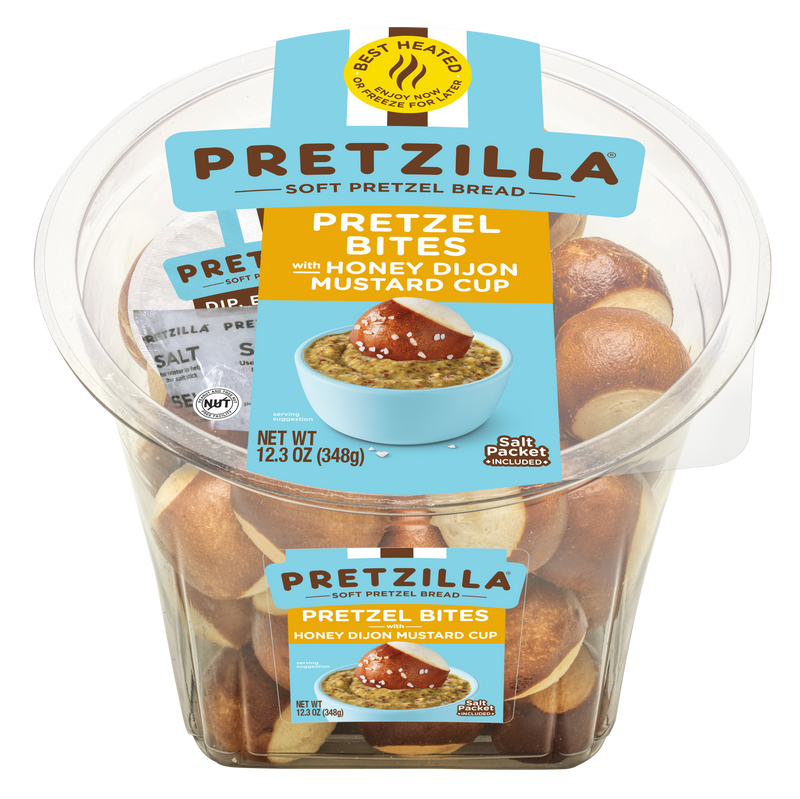 Pretzilla Soft Pretzel Bites with Mustard Cup Tub 12.3oz Master Case of 8 Tubs