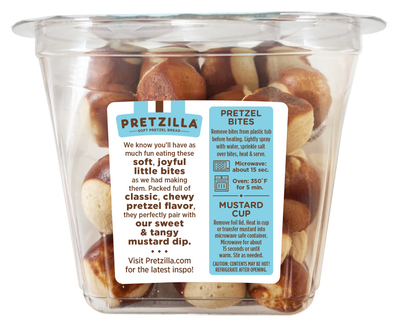 Pretzilla Soft Pretzel Bites with Mustard Cup Tub 12.3oz Master Case of 8 Tubs