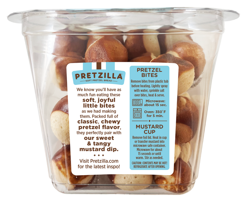 Pretzilla Soft Pretzel Bites with Mustard Cup Tub 12.3oz Master Case of 8 Tubs