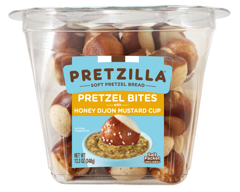 Pretzilla Soft Pretzel Bites with Mustard Cup Tub 12.3oz Master Case of 8 Tubs