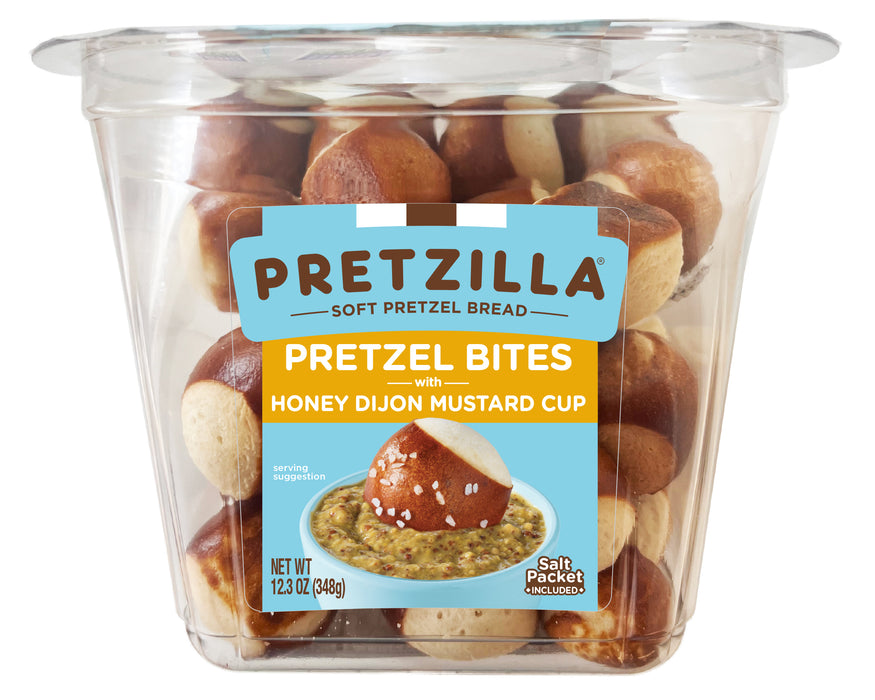 Pretzilla Soft Pretzel Bites with Mustard Cup 12.3 oz (Pack of 8)