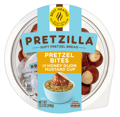 Pretzilla Soft Pretzel Bites with Mustard Cup Tub 12.3oz Master Case of 8 Tubs