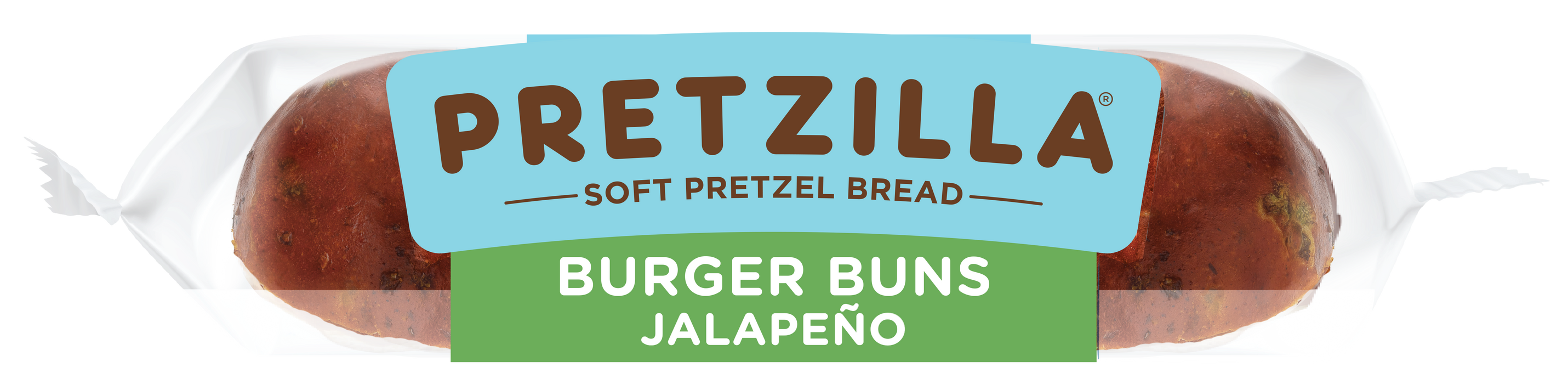Pretzilla Soft Jalapeno Pretzel Burger Buns 12.8 oz (Pack of 4)