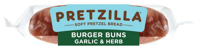 Pretzilla Soft Garlic & Herb Burger Buns 12.8oz 4ct Case of 12