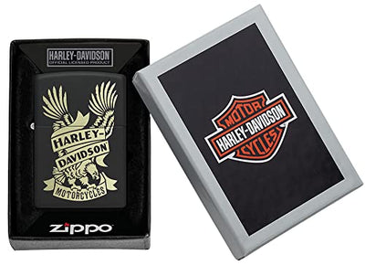 Zippo Harley-Davidson Eagle Black Matte Lighter - Bold American Emblem