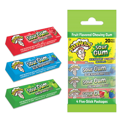 Warheads Assorted Sour Gum, 4 Five-Stick Pack