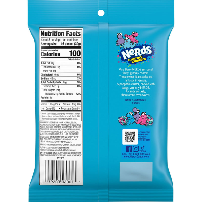 Nerds Very Berry Gummy Clusters 5 Ounce Peg (Pack of 12)