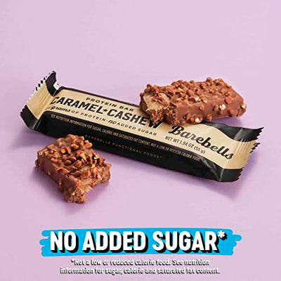 Barebells Protein Bars Caramel Cashew - 12 Count, 1.9oz Bars - Protein Snacks with 20g of High Protein - Chocolate Protein Bar with 1g of Total Sugars - Perfect on The Go Protein Snack & Breakfast Bar