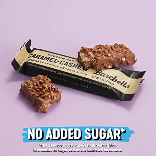 Barebells Protein Bars Caramel Cashew - 12 Count, 1.9oz Bars - Protein Snacks with 20g of High Protein - Chocolate Protein Bar with 1g of Total Sugars - Perfect on The Go Protein Snack & Breakfast Bar