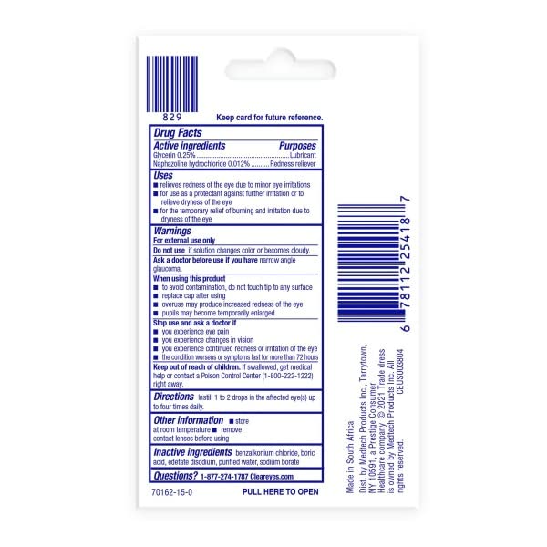 Clear Eyes Redness Relief Eye Drops Handy Pocket Pal 0.20 oz 12-Pack Wholesale