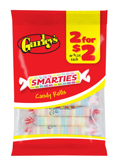 Gurley's Smarties, Classic Multi-Flavored Sugar Candy Rolls (Pack of 12)