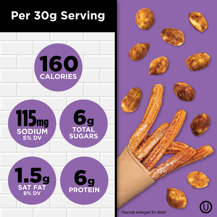 Trophy Nut Upside Down Churro Flavored Peanuts 2.25 oz (Pack of 12)