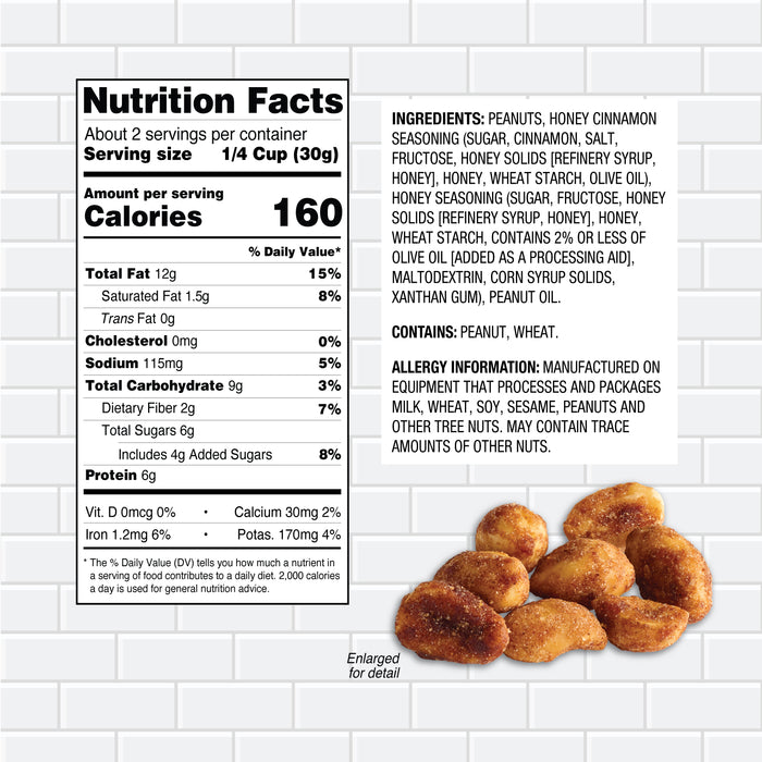 Trophy Nut Upside Down Churro Flavored Peanuts 2.25 oz (Pack of 12)