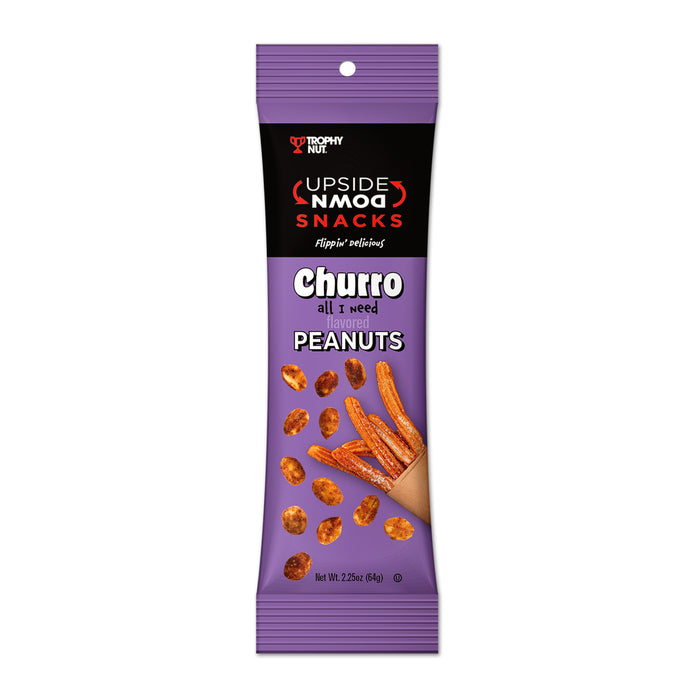 Trophy Nut Upside Down Churro Flavored Peanuts 2.25 oz (Pack of 12)