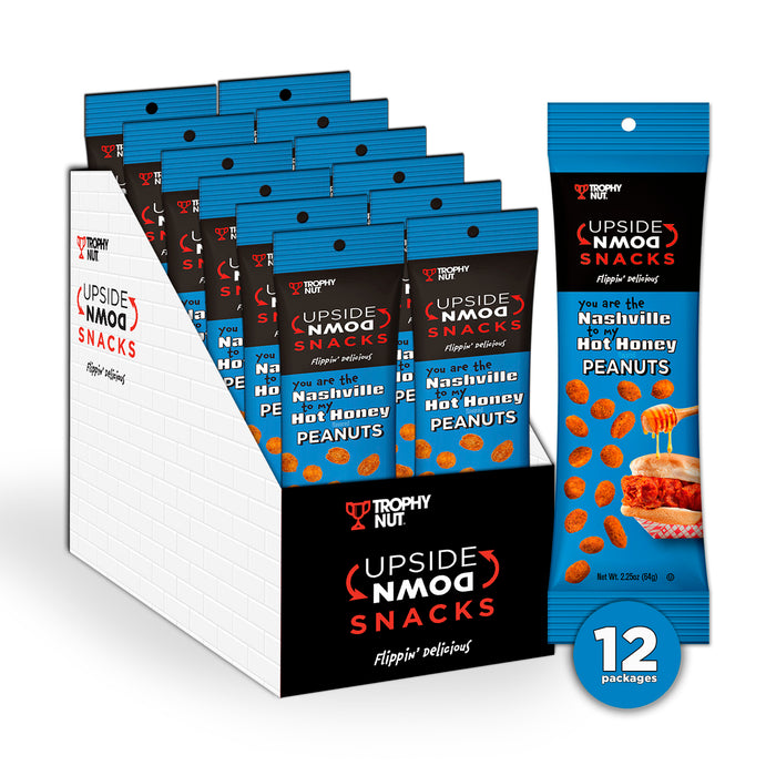 Trophy Nut Upside Down Nashville Hot Honey Flavored Peanuts 2.25 oz (Pack of 12)