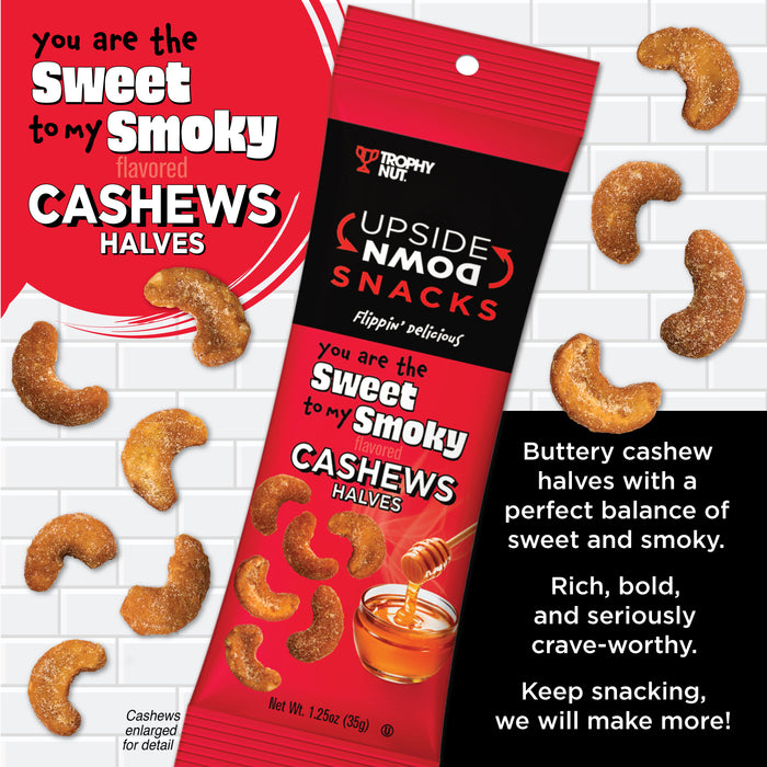 Trophy Nut Upside Down Sweet Smoky Cashews 1.25 oz (Pack of 12)