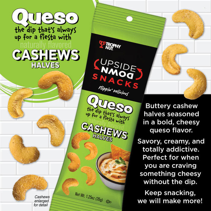 Trophy Nut Upside Down Queso Flavored Cashews 1.25 oz (Pack of 12)