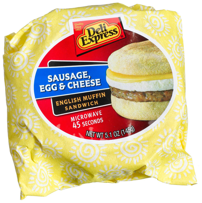 Deli Express Htg Sausage Egg & Cheese Muffin 5.4oz Pack of 12 Wholesale