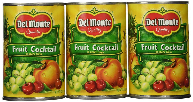 Del Monte Canned Fruit Cocktail in Heavy Syrup, 15.25 oz - Rich Blend of Seasonal Fruits, Ready to Serve - (Pack of 12)