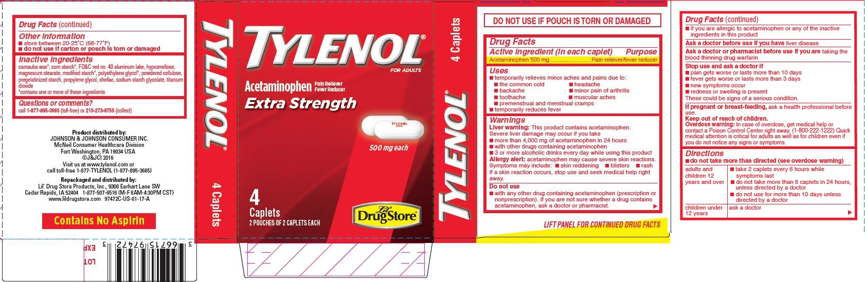 Tylenol Extra Strength Pain Reliever Caplets 4-Count 6-Pack Wholesale
