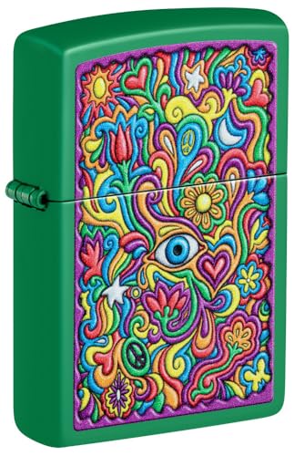 Zippo Trippy Design Grass Green Matte Pocket Lighter