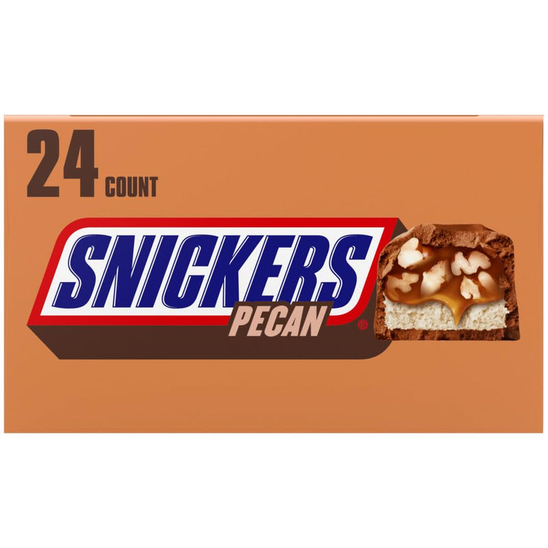 Snickers Pecan Milk Chocolate Candy Bar Full Size Singles, 1.41 oz (Pack of 24)