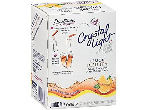 Crystal Light On The Go Iced Tea Mix - Refreshing Sugar-Free Powder for 20oz Water Bottles, Lemon Flavor, 30 Count