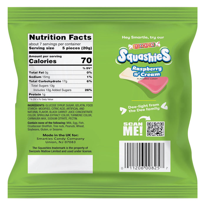Smarties Squashies Sour Cherry Apple Peggable Bag