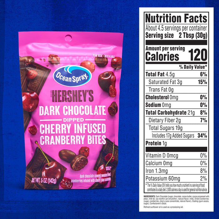 Ocean Spray Hershey's Dark Chocolate Cherry-Dipped Cranberry Bites 5 oz Wholesale 12-Pack