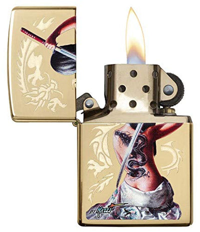Zippo Mazzi Dragon Girl Brass Lighter, Artistically Crafted, Windproof